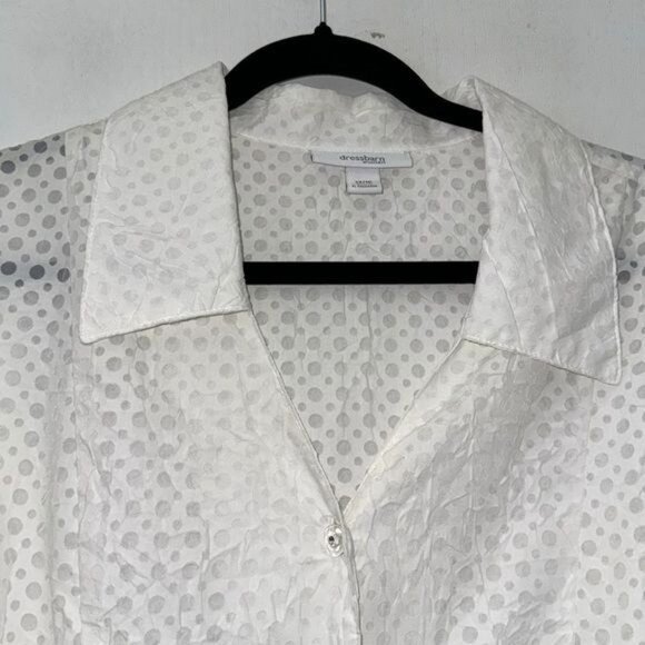 Dressbarn Woman White Polka Dot Blouse 14/16 Cotton & Polyester - Picture 2 of 10
